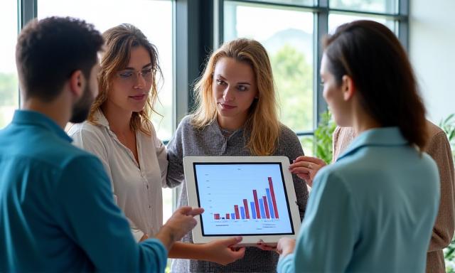 Professional workforce planning team collaborating